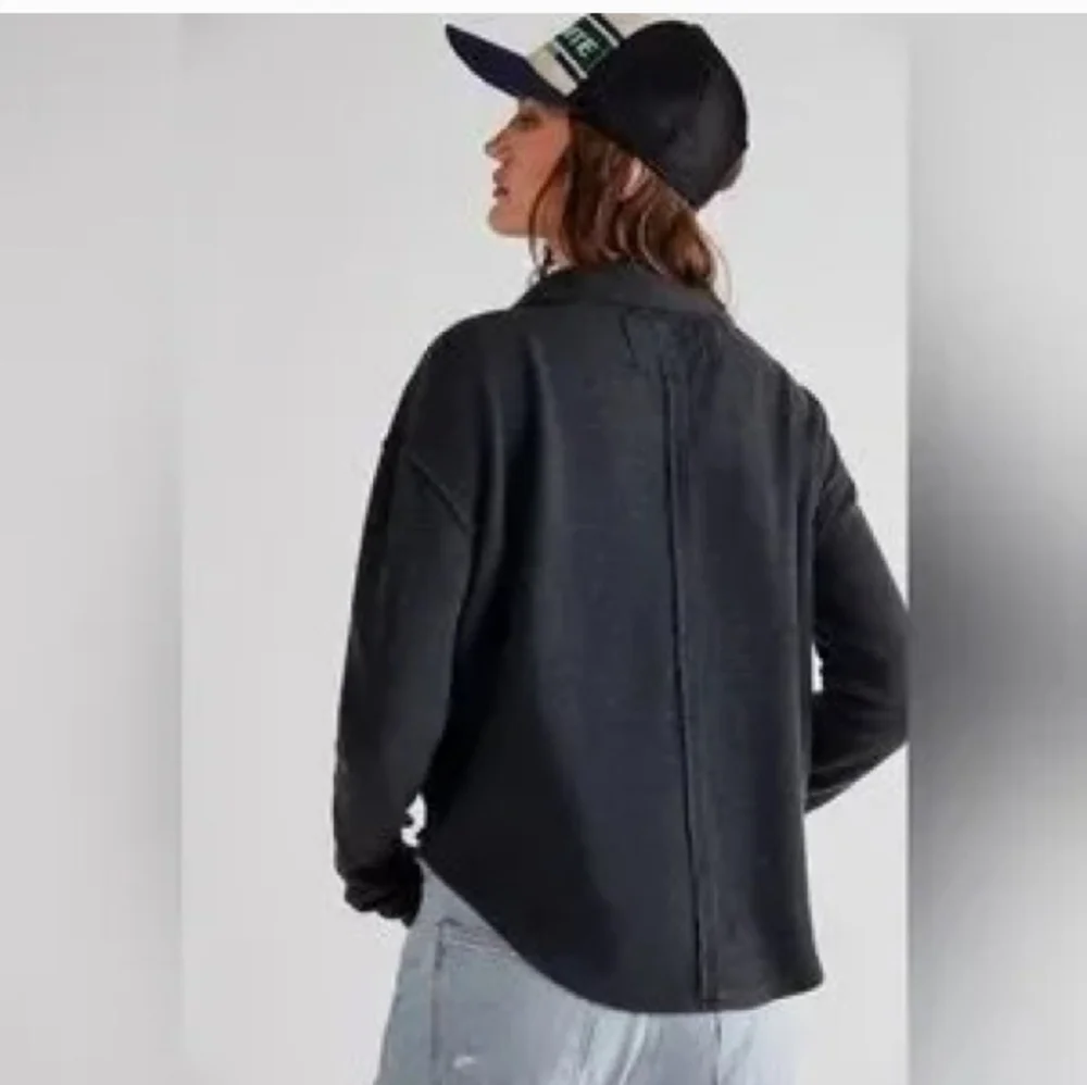 We The Free Women Anakin Thermal Long Sleeve Gray Oversize Waffle Knit Top Sz XL - Picture 2 of 11